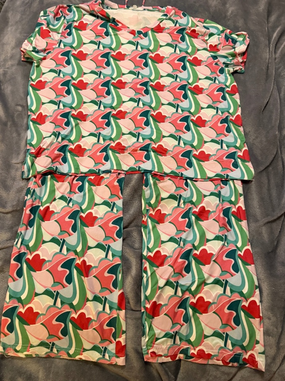 Mary Square M Floral Print Top & Wide Leg Pants Matching Set